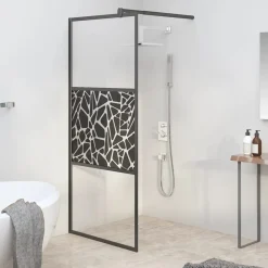 vidaXL Fontanería-Mampara de ducha vidrio vidrio ESG diseño piedra 80x195cm