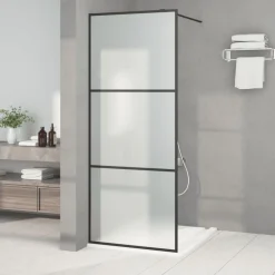 vidaXL Mampara de ducha vidrio ESG esmerilado 80x195 cm Negro Outlet