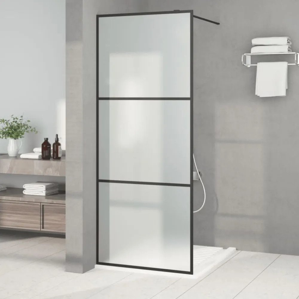 vidaXL Mampara de ducha vidrio ESG esmerilado 80x195 cm Negro Outlet