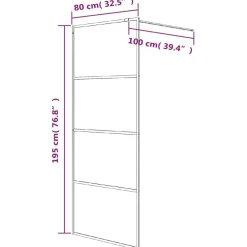vidaXL Mampara de ducha vidrio ESG semiesmerilado 80x195 cm Negro Sale