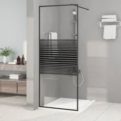 vidaXL Mampara de ducha vidrio ESG transparente 80x195 cm Negro Outlet