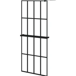 vidaXL Mampara ducha con estante vidrio ESG y aluminio negro 80x195 cm Transparente New