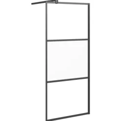 vidaXL Mampara ducha con estante vidrio ESG y aluminio 80x195 cm Negro New