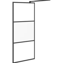 vidaXL Mampara ducha con estante vidrio ESG y aluminio 80x195 cm Negro New