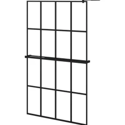 vidaXL Fontanería-Mampara ducha con estante vidrio ESG y aluminio negro 118x190cm