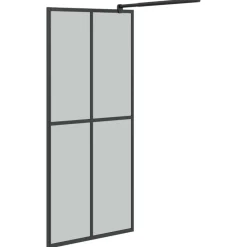 vidaXL Mampara ducha con estante vidrio ESG y aluminio 80x195 cm Negro