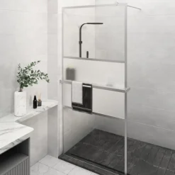 vidaXL Fontanería-Mampara ducha con estante vidrio ESG aluminio 80x195 cm