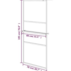 vidaXL Fontanería-Mampara ducha con estante vidrio ESG aluminio 80x195 cm