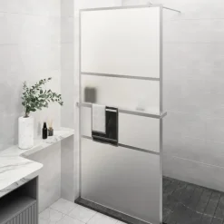 vidaXL Fontanería-Mampara ducha con estante vidrio ESG aluminio 90x195 cm