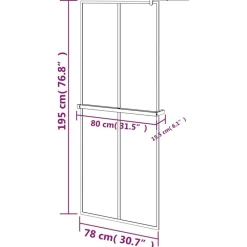 vidaXL Fontanería-Mampara ducha con estante vidrio ESG y aluminio negro 80x195 cm