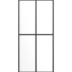 vidaXL Fontanería-Mampara ducha con estante vidrio ESG y aluminio negro 80x195 cm