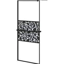 vidaXL Mampara ducha con estante vidrio ESG y aluminio 80x195 cm Negro Clearance