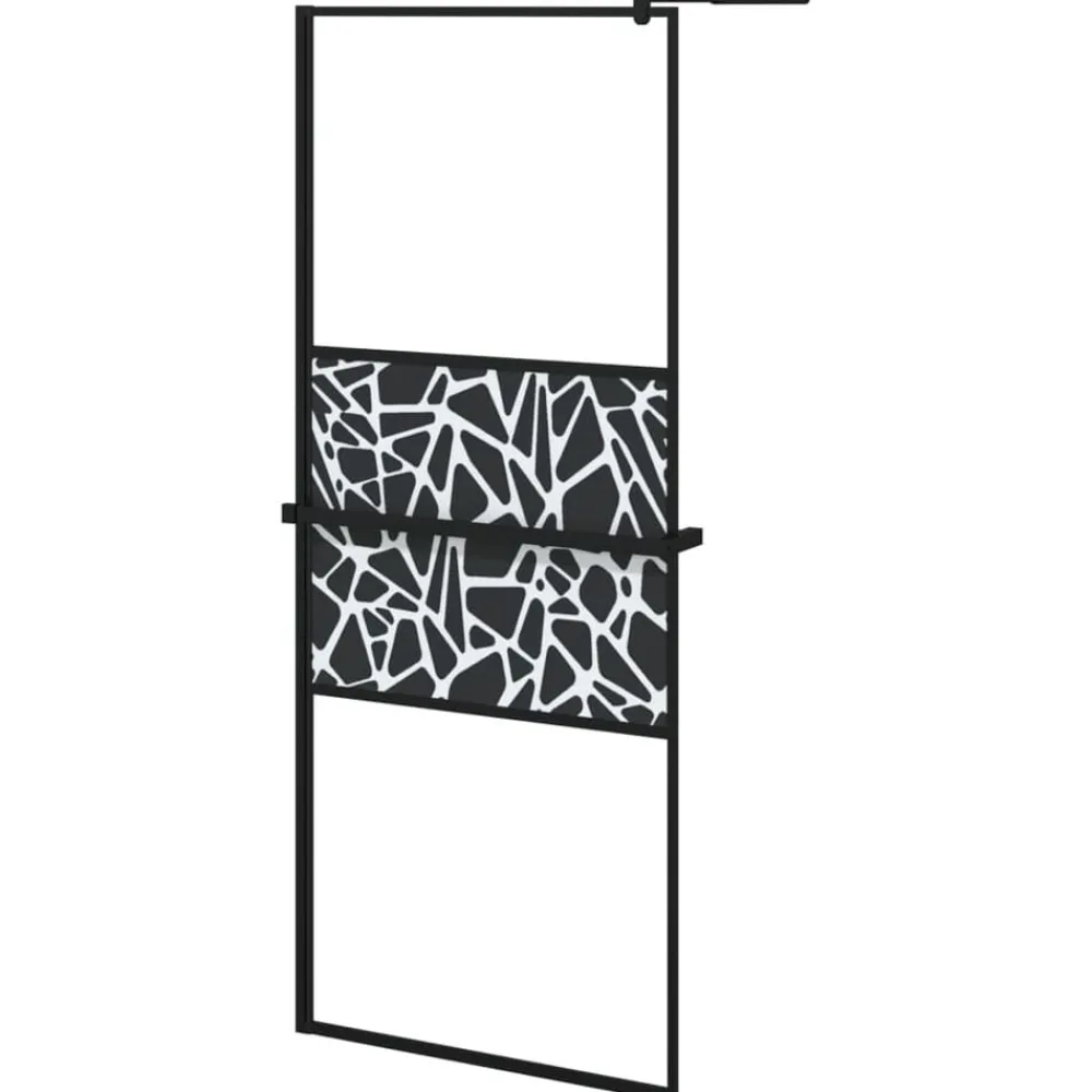 vidaXL Mampara ducha con estante vidrio ESG y aluminio 80x195 cm Negro Clearance