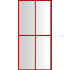 vidaXL Mampara puerta de ducha vidrio transparente ESG 100x195 cm Rojo Discount