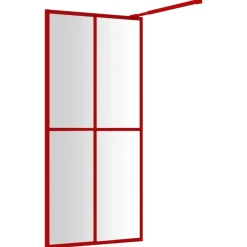 vidaXL Mampara puerta de ducha vidrio transparente ESG 100x195 cm Rojo Discount