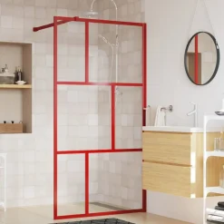 vidaXL Mampara puerta de ducha vidrio transparente ESG 100x195 cm Rojo Hot