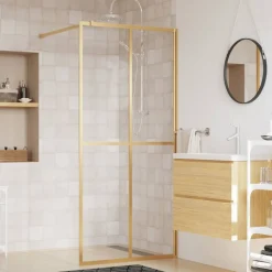 vidaXL Mampara puerta de ducha vidrio transparente ESG 80x195cm Dorado Best