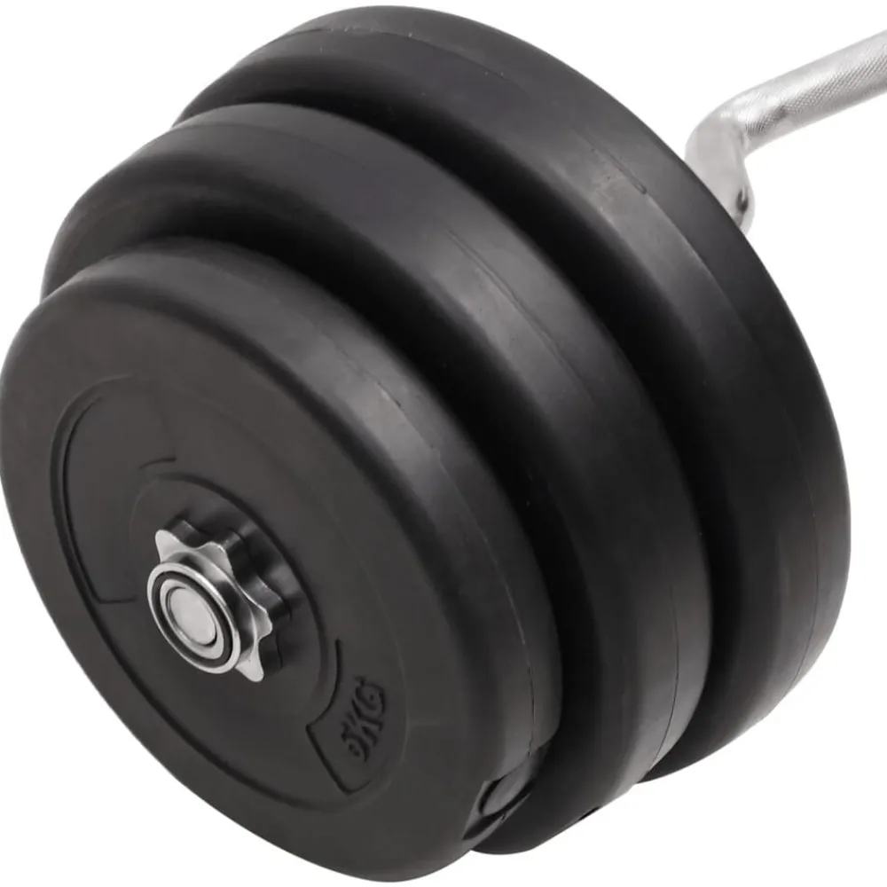 vidaXL Mancuerna curl con discos 90 kg Hot