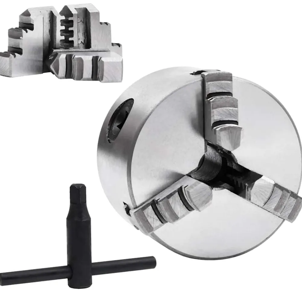 vidaXL Mandril de torno autocentrante de 3 mordazas 80 mm acero Outlet