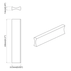 vidaXL Accesorios De Bricolaje-Mango 2 pcs Negro 106 x 7,4 x 15,5 mm Aluminio
