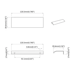 vidaXL Mango 2 pcs Negro 120 x 39.6 x 17 mm Aluminio Discount