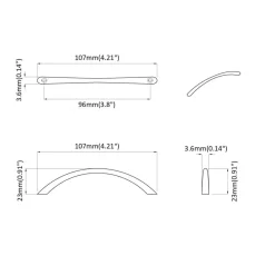 vidaXL Accesorios De Bricolaje-Mango 2 pcs Plateado 107 x 3.6 x 23 mm Acero inoxidable