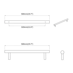 vidaXL Mango 2 pcs Plateado 500 mm Acero Clearance