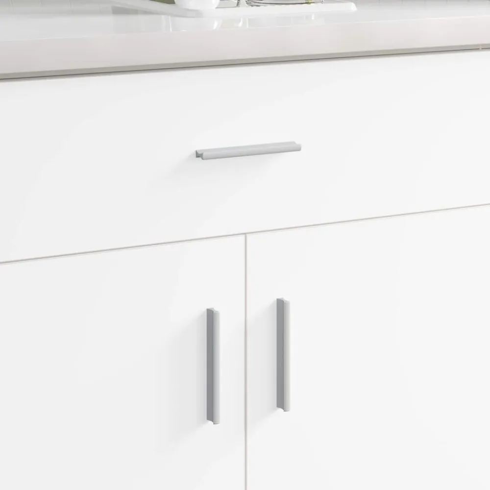 vidaXL Mango Liso 2 pcs Plateado 105.7 x 7.4 x 15.5 mm Aluminio Outlet