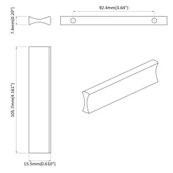 vidaXL Mango Liso 2 pcs Plateado 105.7 x 7.4 x 15.5 mm Aluminio Outlet