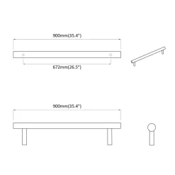 vidaXL Accesorios De Bricolaje-Manija de armario 2 pcs Plateado 900 mm Acero inoxidable