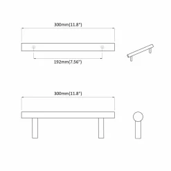 vidaXL Accesorios De Bricolaje-Manija de armario 2 pcs Plateado 300 mm Acero inoxidable