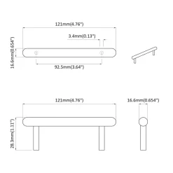 vidaXL Manija de armario 2 pcs Negro 121 x 16.6 x 28.3 mm Hierro Online