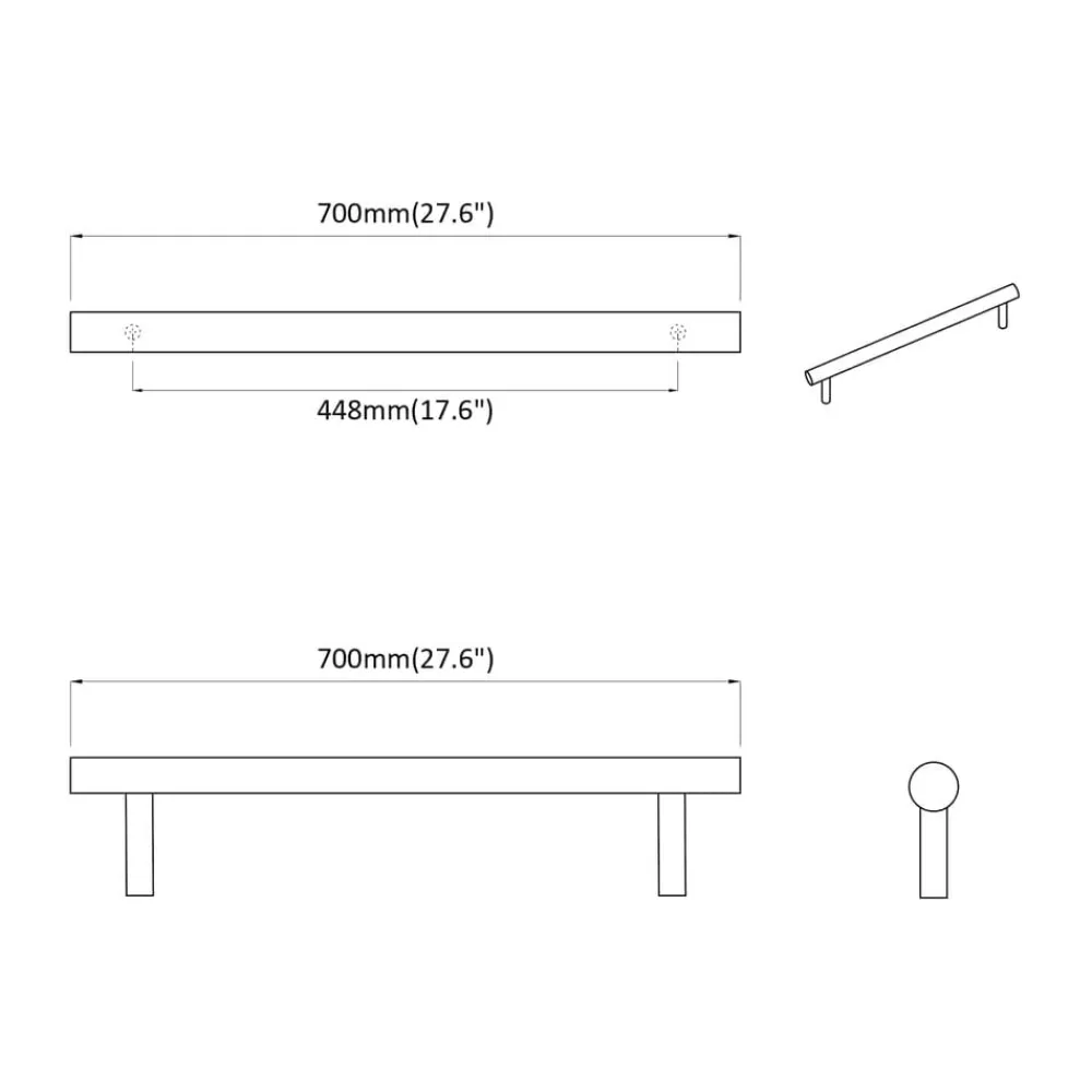 vidaXL Accesorios De Bricolaje-Manija de armario 2 pcs Plateado 700mm Acero inoxidable