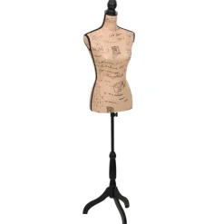 vidaXL Productos Del Hogar-Maniquí de busto de mujer de yute marrón y negro