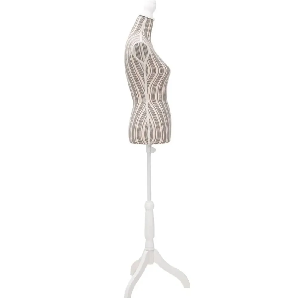 vidaXL Productos Del Hogar-Maniquí de busto de mujer algodón blanco con rayas