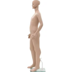 vidaXL Venta Al Por Menor-Maniquí de cuerpo entero de niño con base vidrio beige 140 cm