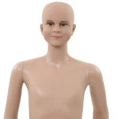 vidaXL Venta Al Por Menor-Maniquí de cuerpo entero de niño con base vidrio beige 140 cm