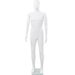vidaXL Maniquí de hombre completo base vidrio brillante 185 cm Blanco Sale