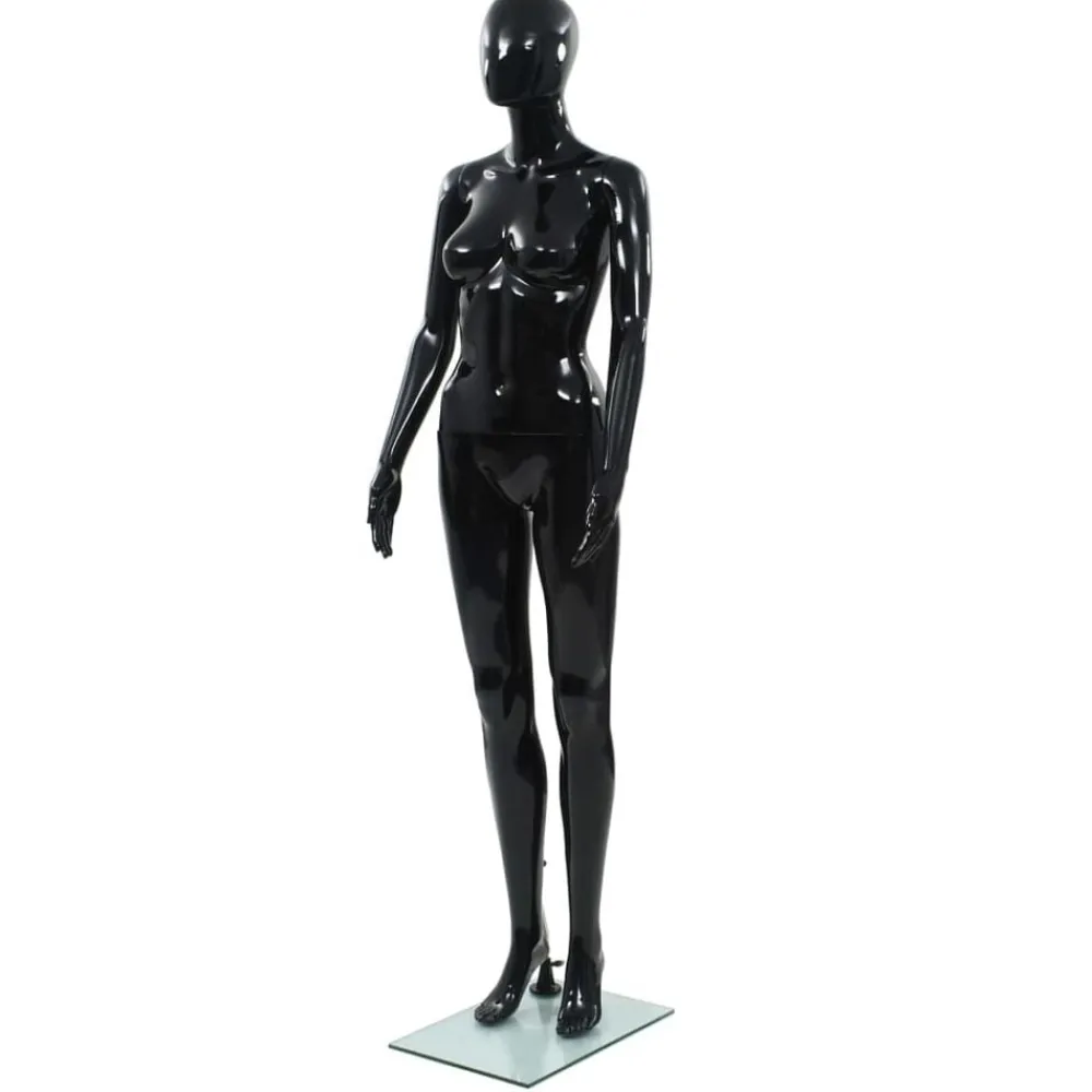 vidaXL Venta Al Por Menor-Maniquí de mujer completo base de vidrio brillante 175 cm