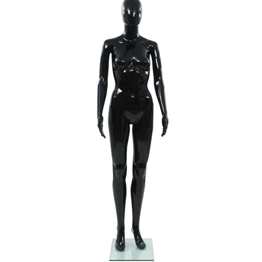 vidaXL Venta Al Por Menor-Maniquí de mujer completo base de vidrio brillante 175 cm
