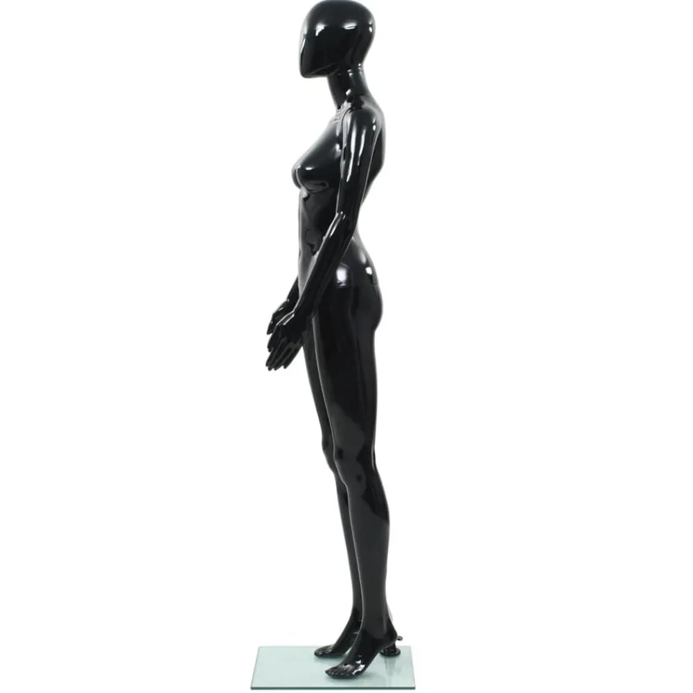 vidaXL Venta Al Por Menor-Maniquí de mujer completo base de vidrio brillante 175 cm
