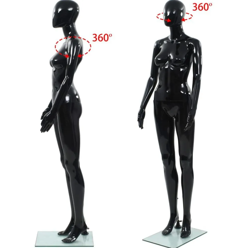 vidaXL Venta Al Por Menor-Maniquí de mujer completo base de vidrio brillante 175 cm