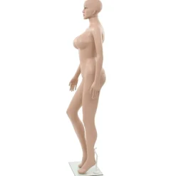 vidaXL Maniquí femenino con base de vidrio beige 180 cm Clearance