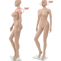 vidaXL Maniquí femenino con base de vidrio beige 180 cm Clearance