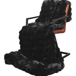 vidaXL Manta antideslizante de sintética de conejo Olite Negro