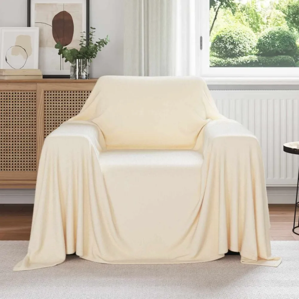 vidaXL Manta 210 x 140 cm Lana Crema Online