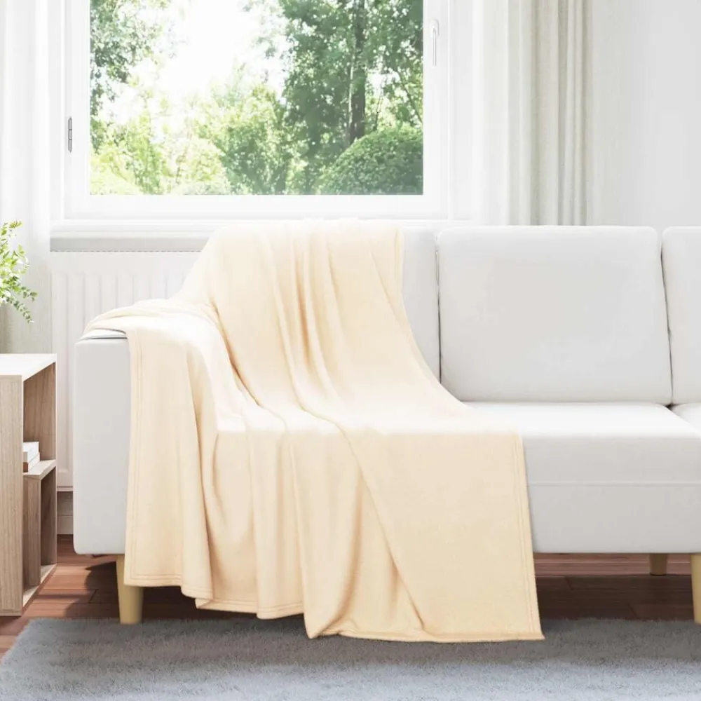 vidaXL Manta 170 x 130 cm Lana Crema New