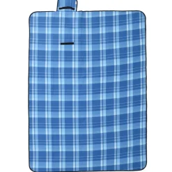 vidaXL Manta de picnic plegable de cuadros terciopelo 200x150 cm Azul