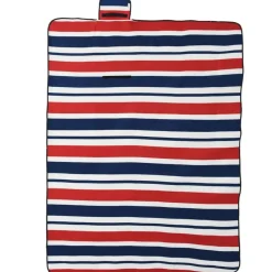 vidaXL Manta de picnic plegable terciopelo rayas azul 200x150 cm Rojo Sale