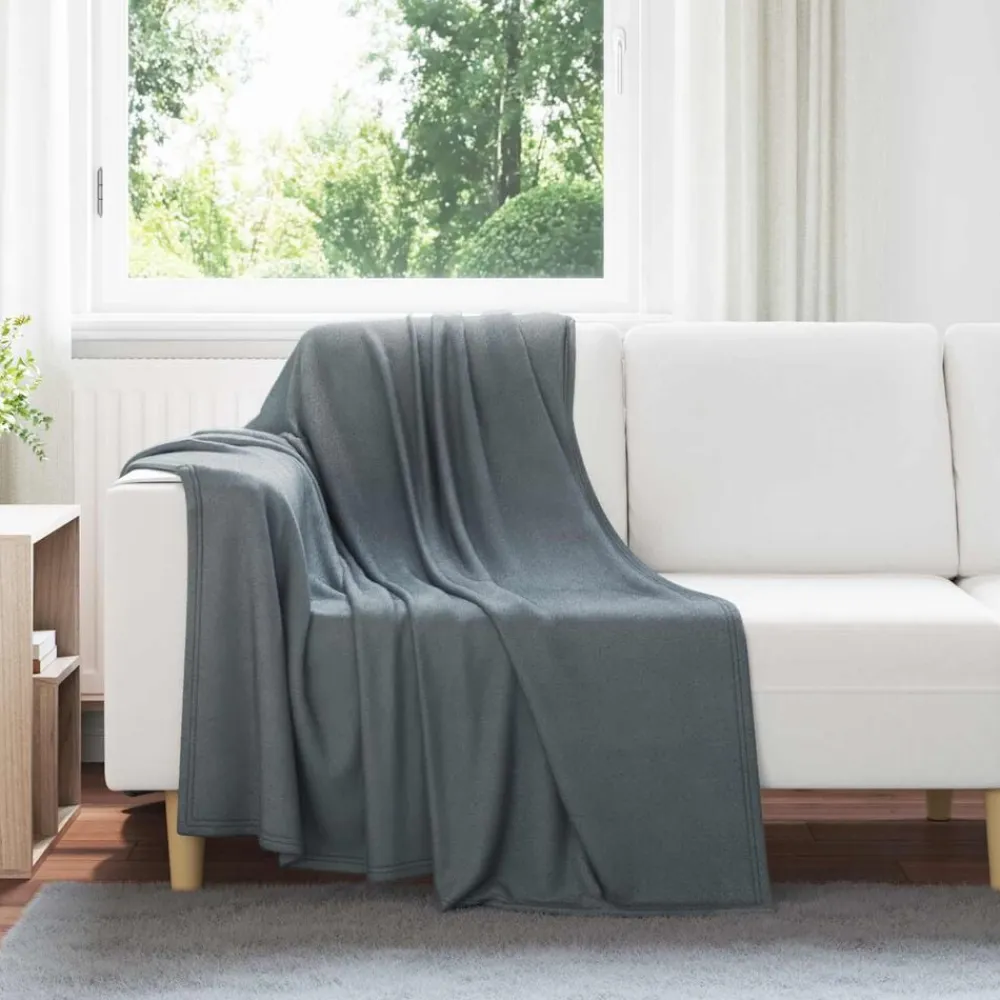 vidaXL Manta 170 x 130 cm Lana Gris oscuro Outlet